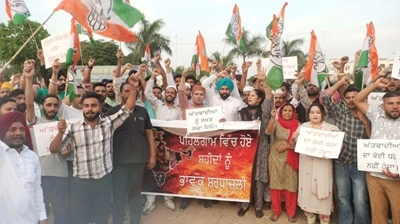 A huge candle protest march was taken out from the historic Gurudwara Amb Sahib to Amb Sahib Chowk,
